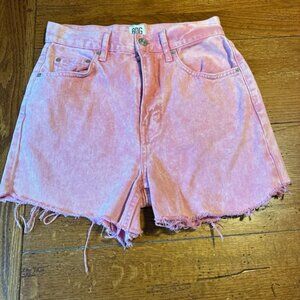 BDG Pink Jean Shorts with Frayed Hem
